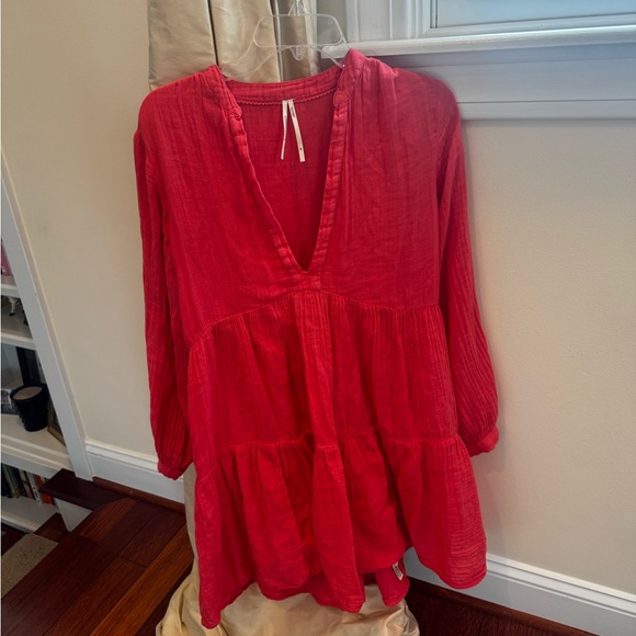 Anthropologie Raspberry Gauze Kallie Swim Coverup Dress XS nwt - Picture 6 of 8